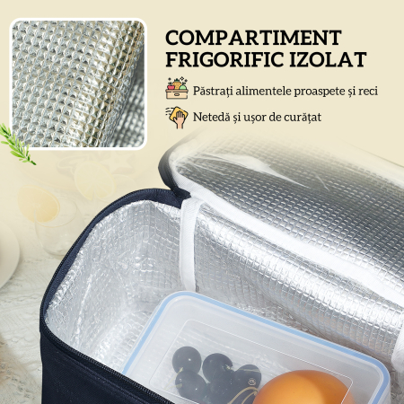  Cos de Picnic pentru 4 Persoane cu Zona Frigorifica si Accesorii 54x34x20 cm [4]