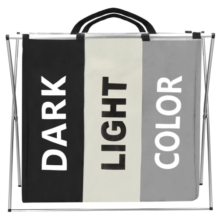 Cos de rufe cu 3 compartimente, cadru aluminiu, 60x40x68cm, 146 litri [1]