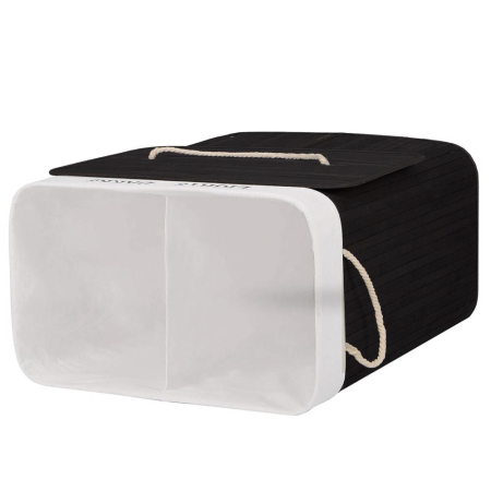 Cos de rufe cu capac si 2 compartimente, sac textil detasabil, 100 litri, 52x33x63 cm, negru [3]