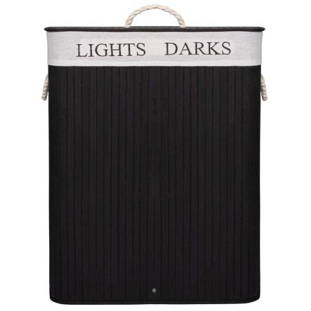 Cos de rufe cu capac si 2 compartimente, sac textil detasabil, 100 litri, 52x33x63 cm, negru [13]