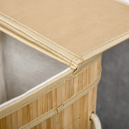  Cos de Rufe de 90L Pliabil cu 2 Compartimente, Capac si Manere din Bambus [8]