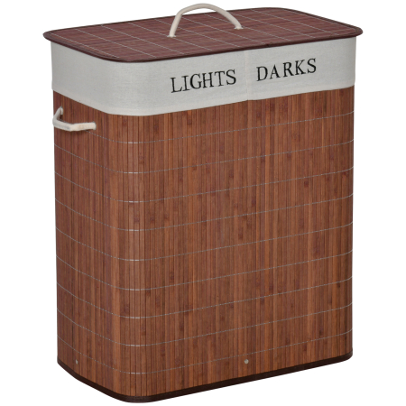 Living & hol -  cos de rufe din bambus, 100L, 2 compartimente
