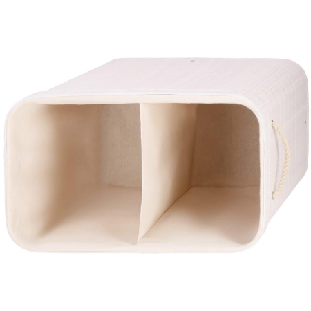 Cos de rufe din bambus cu capac, 2 compartimente, sac detasabil, volum 100L, 54x35x60cm, alb [7]