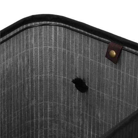 Cos de rufe din bambus cu capac, 2 compartimente, sac detasabil, volum 100L, 54x35x60cm, negru [9]