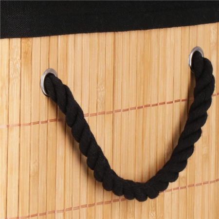 Cos de rufe din bambus cu capac, sac detasabil, volum 72L, 42x33x60cm, maro [9]