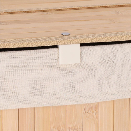Cos de rufe din bambus, pliabil, cu captuseala detasabila lavabila, 3 compartimente, 150L, 63x42x62cm, maro [11]