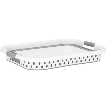 Cos de rufe pliabil tip lighean, cu manere, din plastic si silicon, 53x38x24cm, 24litri, gri [7]