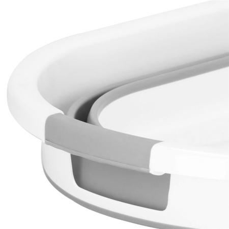 Cos de rufe pliabil tip lighean, cu manere, din plastic si silicon, 54x38x23cm, 24litri, gri [8]