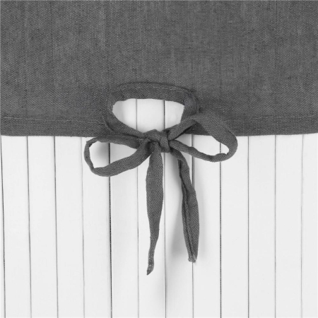 Cos rufe triunghiular colt bambus capac sac textil 60l, 55x35x60 cm, economisire spatiu, alb gri [15]