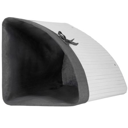 Cos rufe triunghiular colt bambus capac sac textil 60l, 55x35x60 cm, economisire spatiu, alb gri [18]