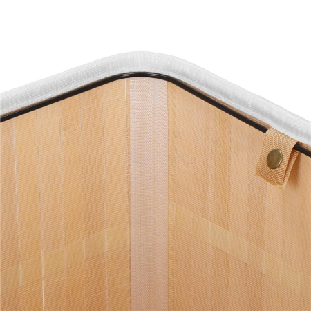 Cos rufe triunghiular colt bambus capac sac textil 60l, 55x35x60 cm, economisire spatiu, alb gri [19]