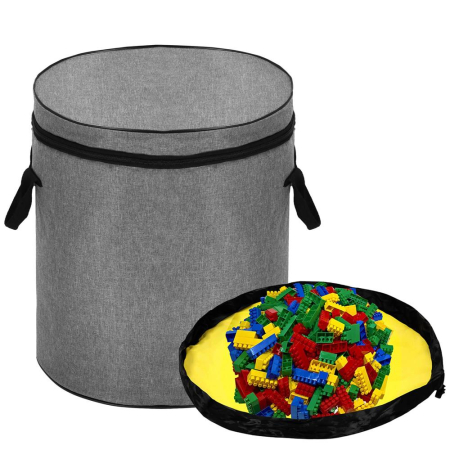 Cos depozitare haine sau jucarii, 40x33cm, bumbac si in, 43 l, gri [2]