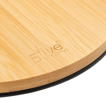 Cos gunoi 5Five Modern Color cu capac bambus si sistem soft-close, otel, polipropilena si bambus, 3L, 22x17x23 cm, alb [4]