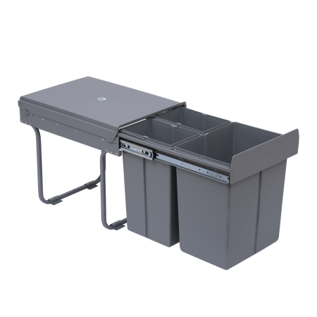 Bucatarie -  Cos Gunoi Ecologic 40L - 3 Compartimente Separate, Gri
