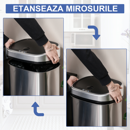  Cos Gunoi Inox - 58 L, Cu Senzor pentru Deschidere Automata [6]