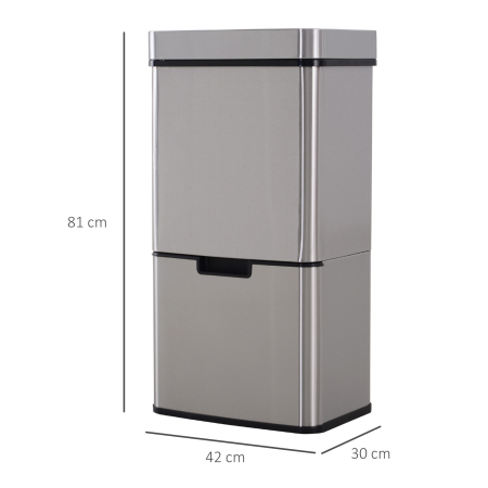  Cos Gunoi Inteligent 72 L - Inox, 3 Compartimente & Senzor [2]
