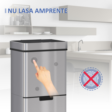  Cos Gunoi Inteligent 72 L - Inox, 3 Compartimente & Senzor [4]