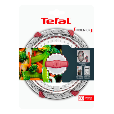 Cos pentru gatit la aburi Tefal Ingenio+ K1993034, inox, diametru reglabil, compatibilitate cu masina de spalat vase, argintiu & rosu [14]
