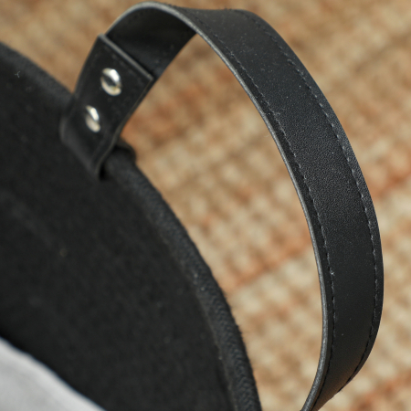  Cos pentru rufe de 88L portabil si pliabil cu manere din bumbac natural, Ø56x35.5 cm, negru [7]