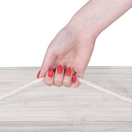 Cos pentru rufe din bambus, pliabil, cu 2 compartimente, volum 105 L, 63x52x33 cm, alb si gri [8]