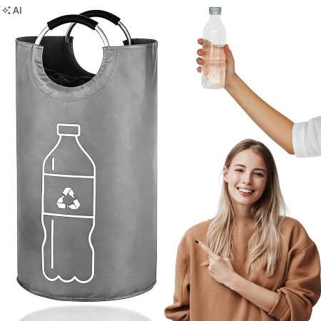 Cos pliabil pentru colectarea sticlelor si dozelor reciclabile SGR, capacitate 90 L, material Oxford rezistent, manere pentru transport, design compac [3]