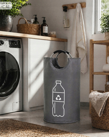 Cos pliabil pentru colectarea sticlelor si dozelor reciclabile SGR, capacitate 90 L, material Oxford rezistent, manere pentru transport, design compac [6]