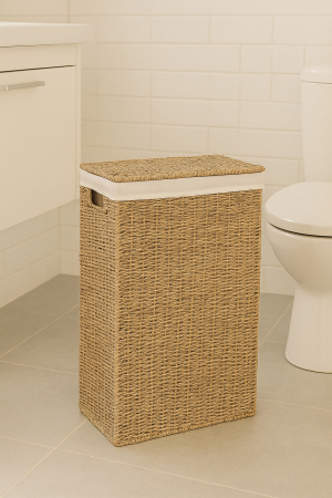 Cos rufe 5Five din trestie impletita, cadru metalic, 40 litri, 37x22x55 cm, maro [8]