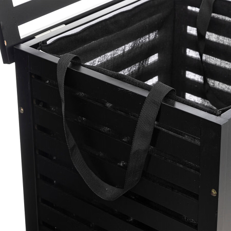 Cos rufe 5Five Sicela din lemn MDF, capacitate 65 litri, 40x40x58 cm, negru [3]