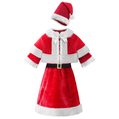 Costum dama Craciun cu rochie, pelerina, curea si caciula, marime universala, rosu [4]