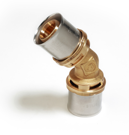 Obiecte si instalatii sanitare - Cot alama 45° Giacomini RM144Y011, 32x3, fiting presare pentru teava multistrat