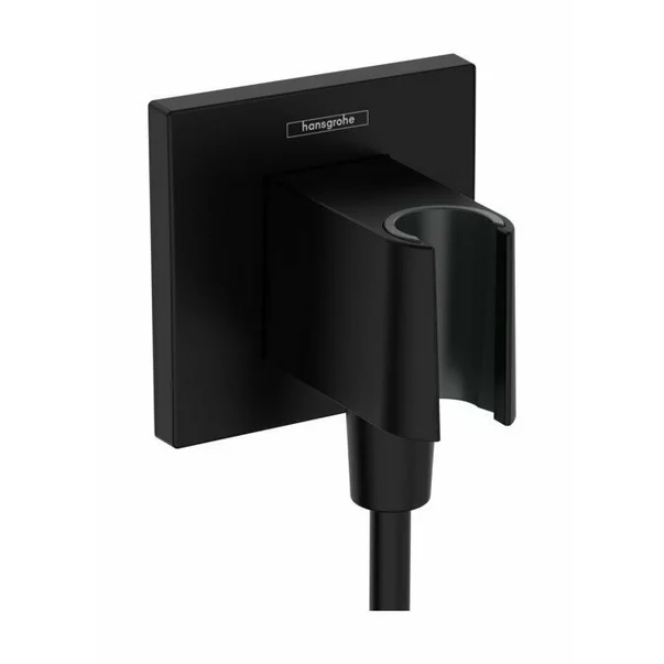 Brate si palarii dus - Cot conector cu suport para dus Hansgrohe Fixfit negru mat