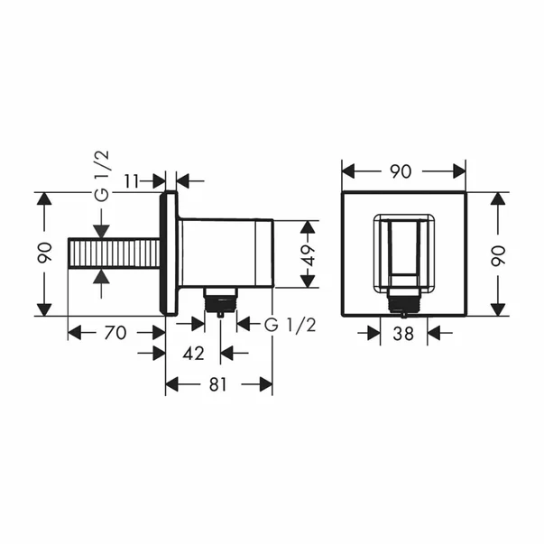 Cot conector dus cu suport para Hansgrohe Fixfit E crom lucios [1]