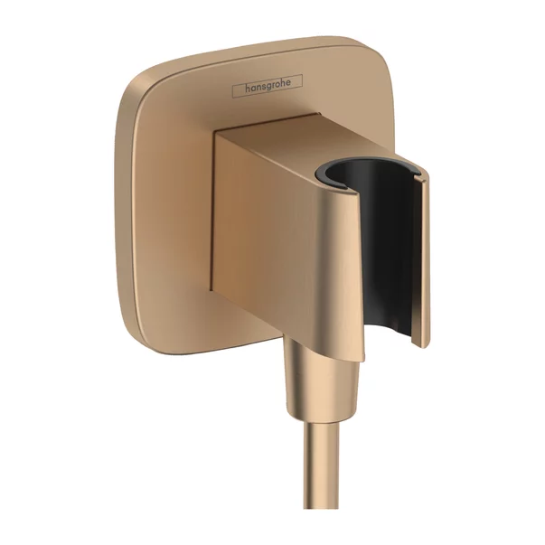 Brate si palarii dus - Cot conector dus Hansgrohe Fixfit Q cu suport para bronz periat