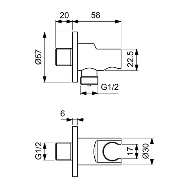Cot de iesire dus cu suport Ideal Standard Multisuite crom lucios [4]