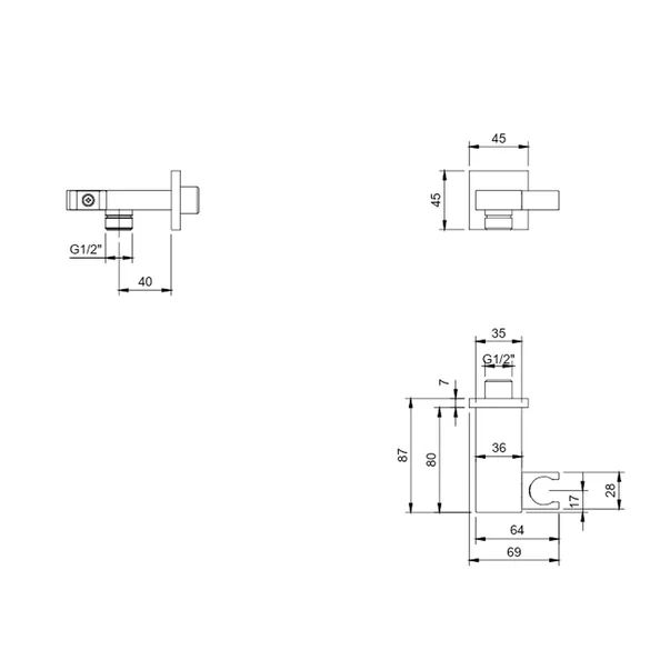Cot de iesire dus Villeroy&Boch Universal patrat cu suport para nichel periat [1]