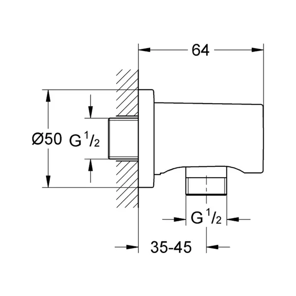 Cot de iesire Grohe Rainshower negru mat - Phantom Black [3]