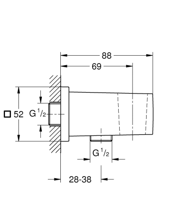 Cot iesie dus Grohe 26370DC0, Cube, 1/2'' x 1/2'', suport para, mat, otel satinat [2]