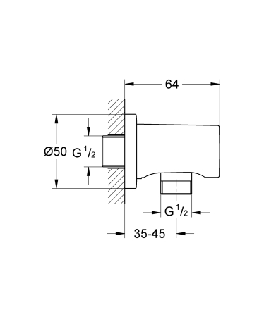 Cot iesire dus Grohe 27057DL0, Rainshower, 1/2'' x 1/2'', mat, cupru [2]