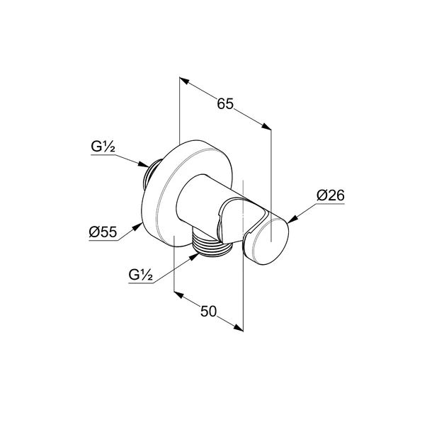Cot racord Kludi cu suport dus negru mat cu montaj pe perete [1]