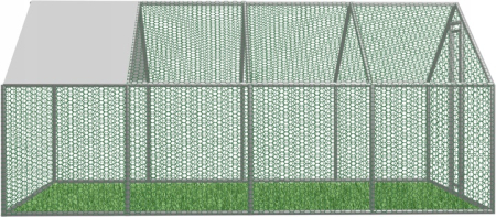 Cotet tarc pasari otel galvanizat cu plasa 4x2.5 cm, acoperis polipropilena, 4 arcade, 600x300x195 cm [3]