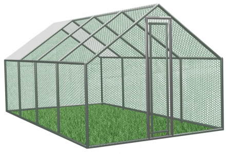 Cotet tarc pasari otel galvanizat cu plasa 4x2.5 cm, acoperis polipropilena, 4 arcade, 600x300x195 cm [1]