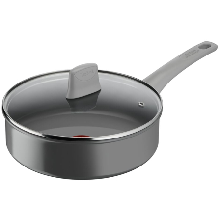 Vase & ustensile pentru gatit - Cratita 24cm Tefal Renew On C4273232, 100% aluminiu reciclat, indicator Thermo-Signal, compatibil cu inductia, invelis ceramic, gri