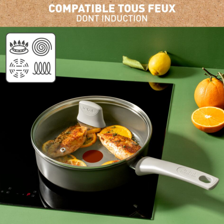 Cratita 24cm Tefal Renew On C4273232, 100% aluminiu reciclat, indicator Thermo-Signal, compatibil cu inductia, invelis ceramic, gri [7]