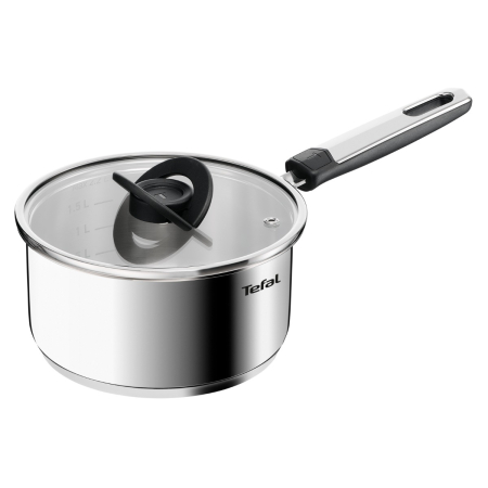 Bucatarie - Cratita cu capac Tefal Emotion+ E3262344, 18 cm, 2.2 L, inox, design stivuibil SPACE+, rezistenta la ustensile metalice, inductie, argintiu