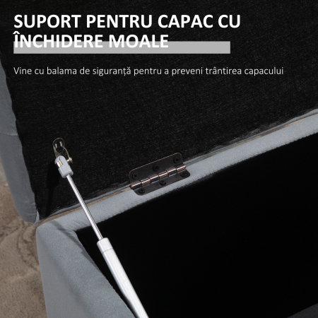  Cufar Depozitare Multifunctional - Cu 2 Pouf Catifea Gri [5]