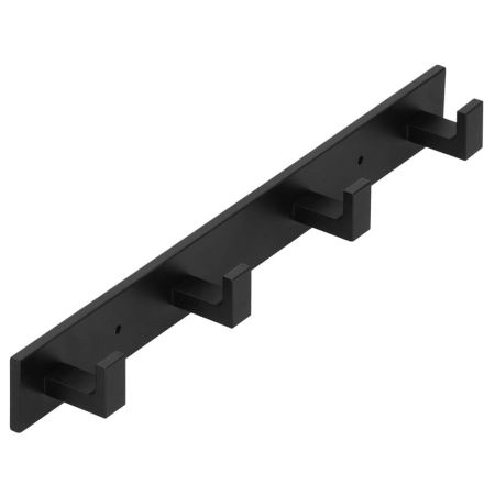 Decoratiuni si articole casa - Cuier de baie pentru prosoape cu 2 sisteme instalare, aluminiu, 4 agatatori, 35x4cm, negru