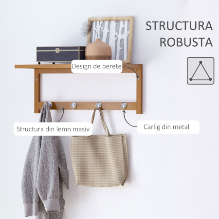  Cuier de Perete Raft Cuier in Bambù, 50x17x20cm [4]