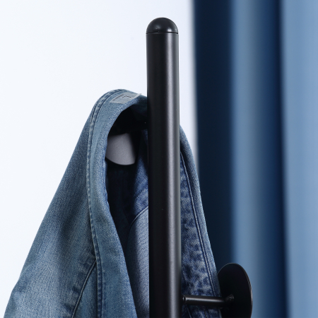  Cuier de Podea cu 8 Carlige, Cuier pentru Intrare si Dormitor din Otel cu Baza din Marmura, 35x35x170cm, Negru [7]