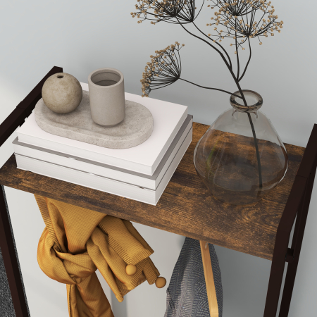  Cuier de Podea cu Bara, 3 Sertare si Rafturi, din Lemn MDF si Otel, 58,5x30x178 cm, Maro [7]