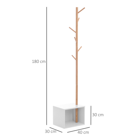  Cuier Dulap pantofi cu 6 Agatatoare in Bambù, Alb, 40x30x180cm [2]
